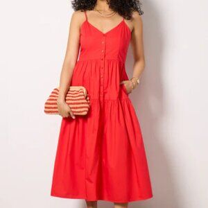 Evereve Helen red Midi Dress, size Large